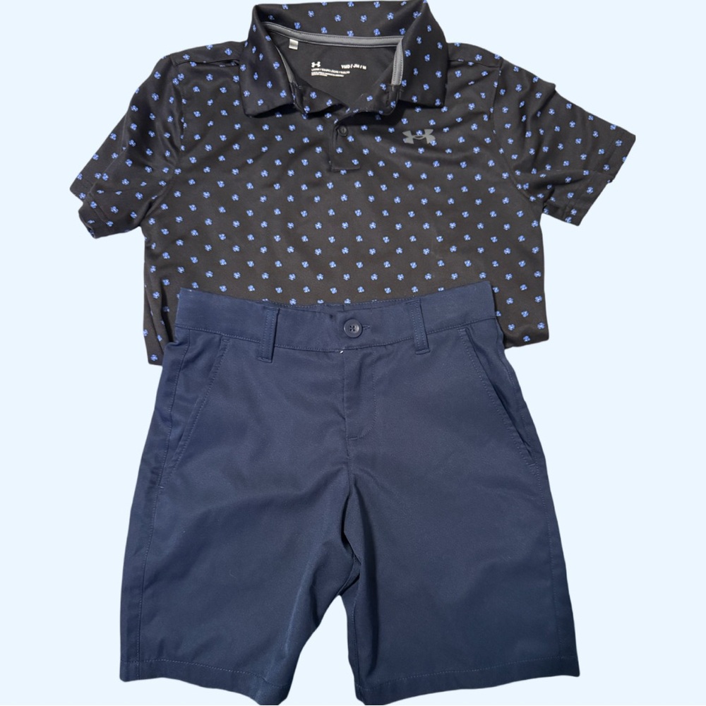 Under Armour Black Polo and Navy Shorts Set